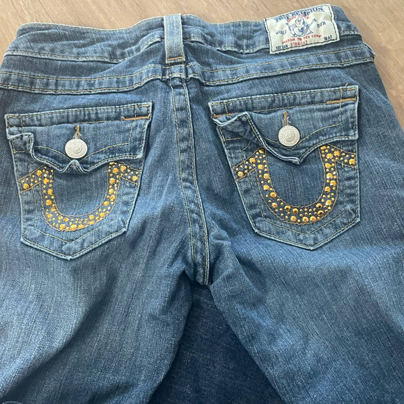 True Religion Straight Jeans size 28 studded logo pockets - Picture 5 of 6
